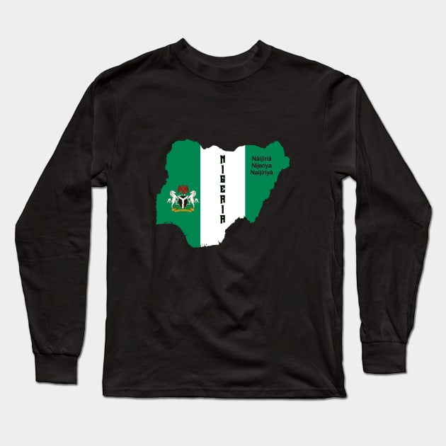 Nigeria flag & map Long Sleeve T-Shirt by Travellers